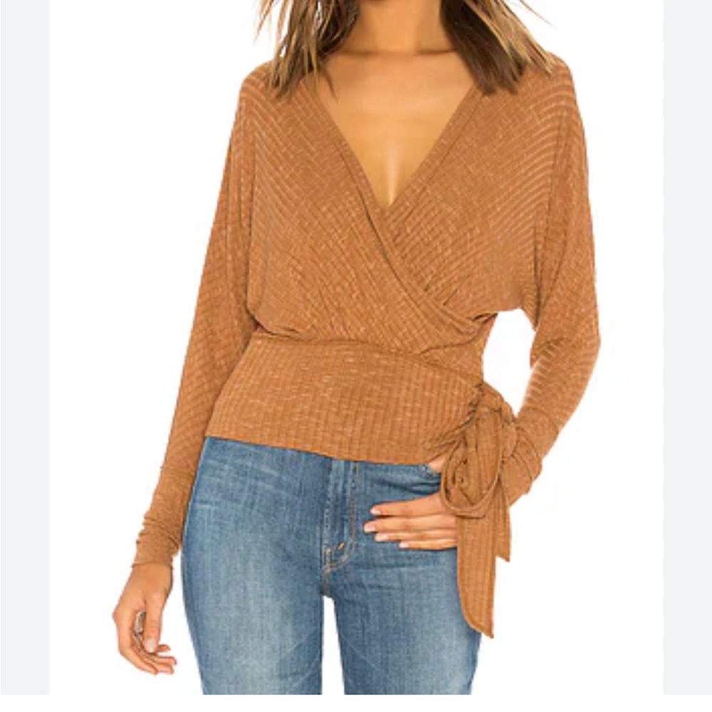 Free People Tan Wrap Sweater Top